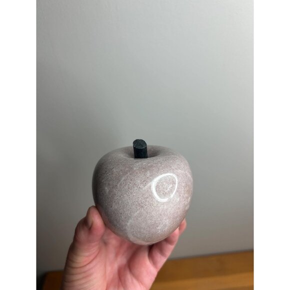 Vintage Alabaster Marble Stone apple Paperweight Décor With Brass Stem fruit - Picture 1 of 6